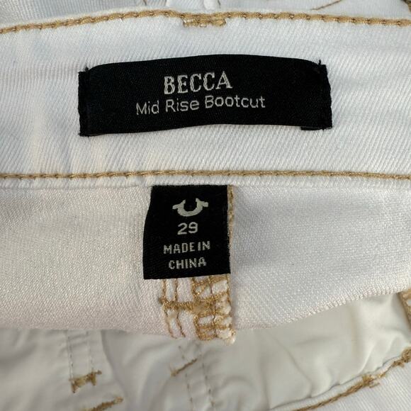 True Religion Jeans Women's 29 Optic White Becca Mid Rise Bootcut Western NWT - Picture 9 of 16